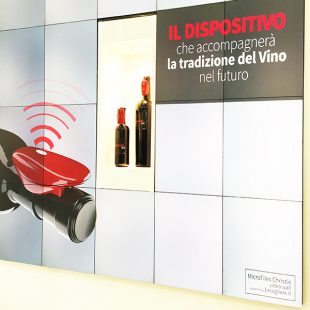 A high-tech collar placed on bottles of exclusive wine that monitors the life of the product